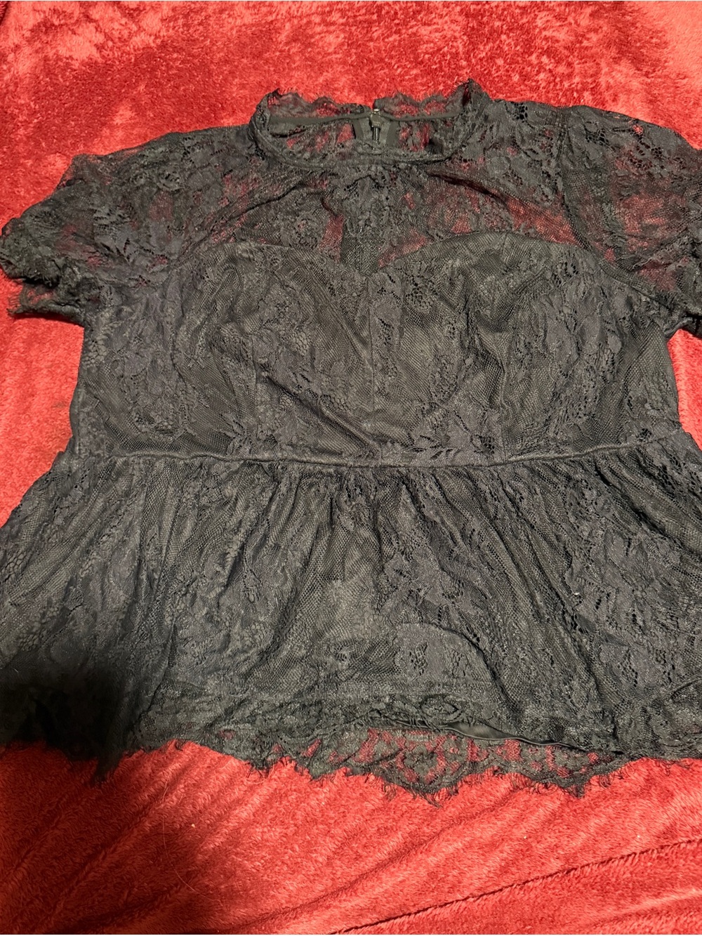 Black Lace Peplum Women's Top